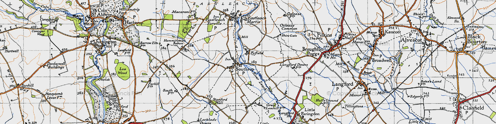 Old map of Southrop in 1947
