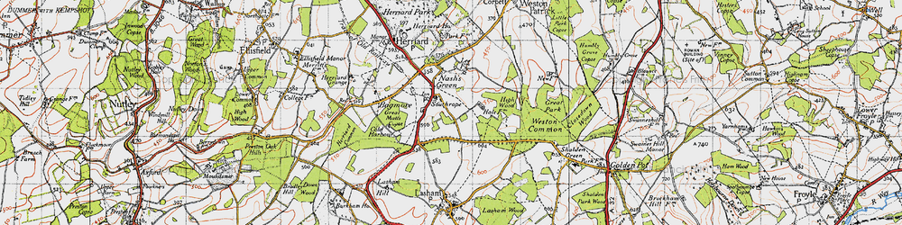 Old map of Southrope in 1945