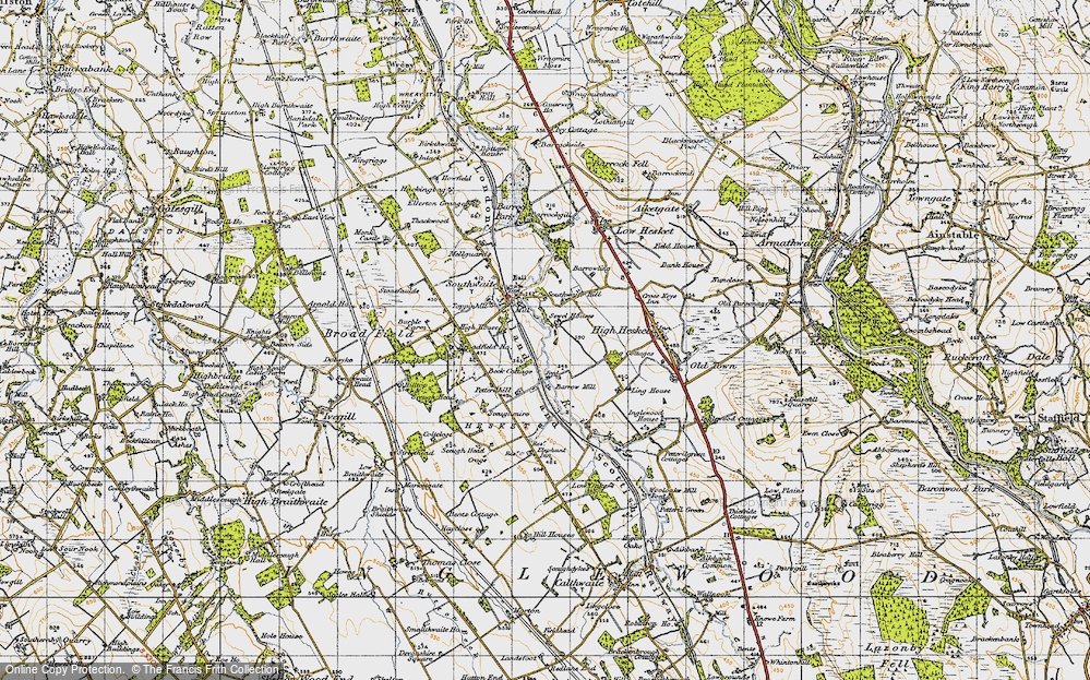Old Map of Historic Map covering Ling Cotts in 1947