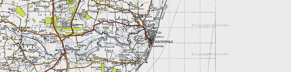 Old map of Southwold in 1946