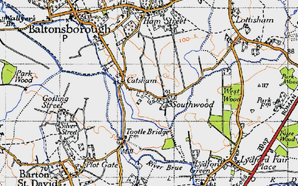 Old map of Southwood in 1945