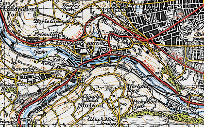 Old map of Sowerby Bridge in 1947