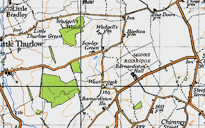 Old map of Barnardiston Hall (Sch) in 1946