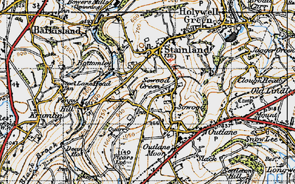 Old map of Sowood Green in 1947