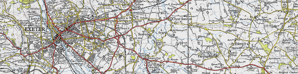 Old map of Sowton in 1946