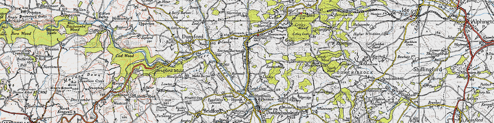 Old map of Sowton Barton in 1946