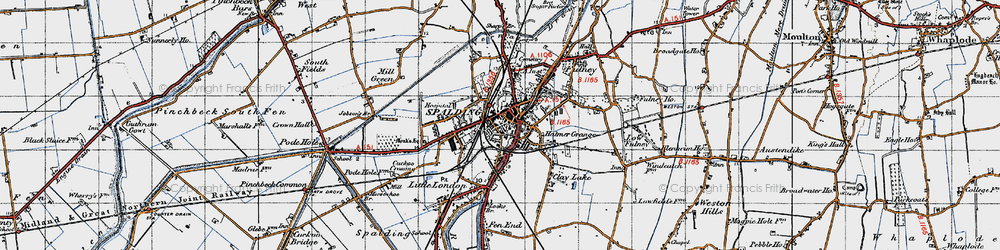 Old map of Spalding in 1946