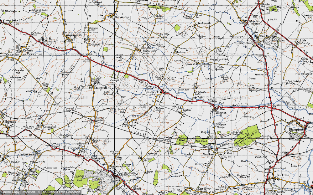 Old Map of Historic Map covering Belton's Hill in 1946