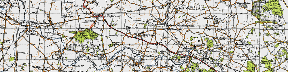 Old map of Sparham in 1946