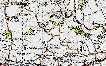 Old map of Sparrow Green in 1946