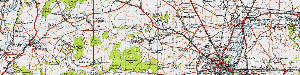 Old map of Sparsholt in 1945