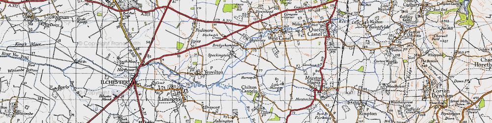 Old map of Speckington in 1945