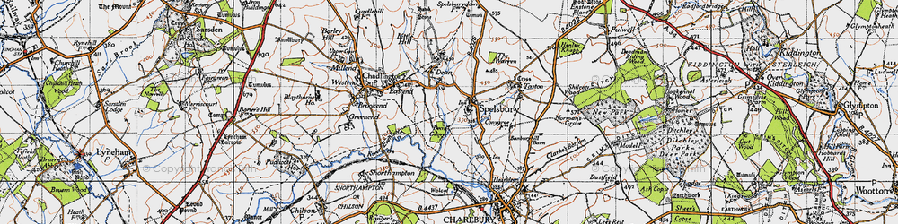Old map of Spelsbury in 1946