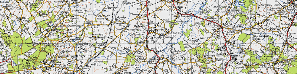 Old map of Spencers Wood in 1940