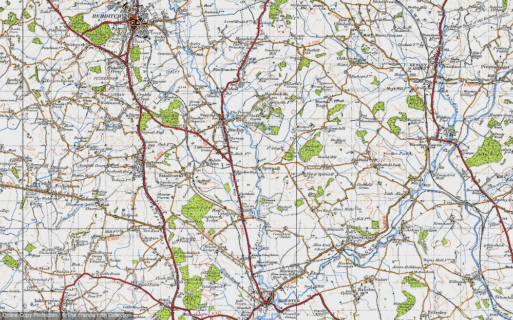 Old Map of Historic Map covering Spernall Park in 1947