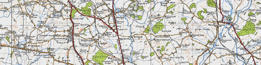 Old map of Spernall in 1947