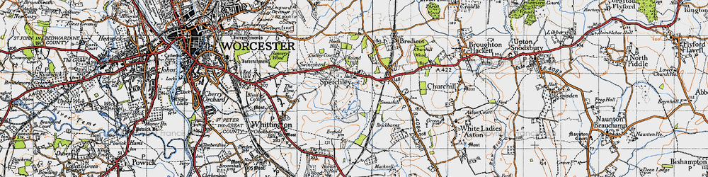 Old map of Spetchley in 1946