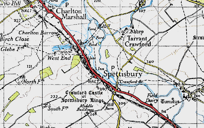 Old map of Spetisbury in 1940