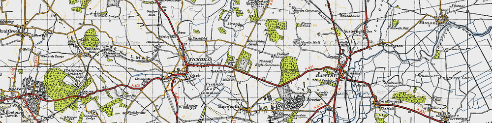 Old map of Tickhill Grange in 1947