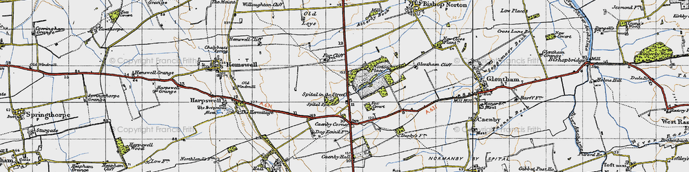 Old map of Caenby Corner in 1947