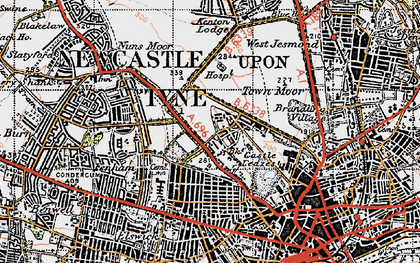 Old map of Spital Tongues in 1947