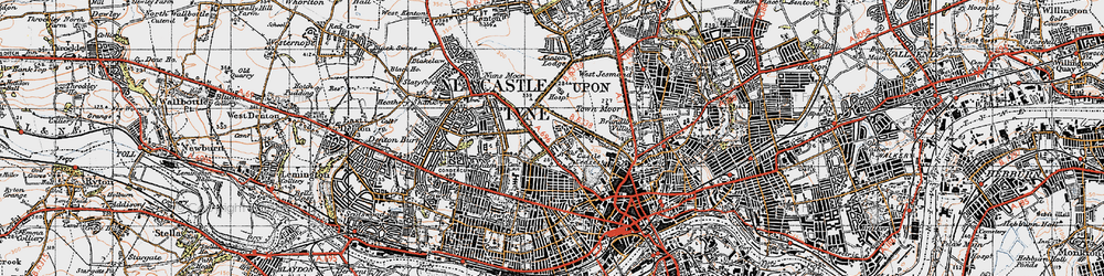Old map of Spital Tongues in 1947