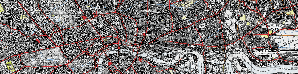 Old map of Spitalfields in 1946