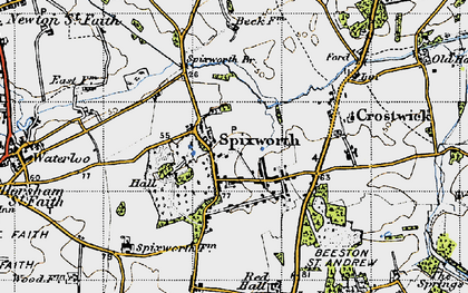 Old map of Spixworth in 1945