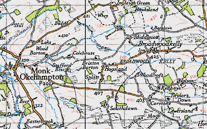 Old map of Brixton Barton in 1946