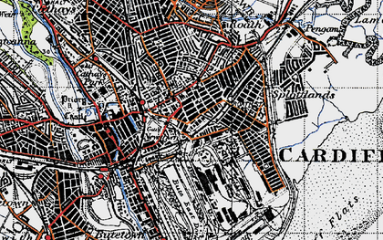 Old map of Splott in 1947