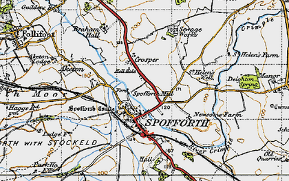 Old map of Spofforth in 1947