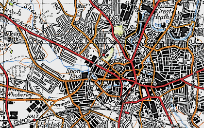 Old map of Spon End in 1946