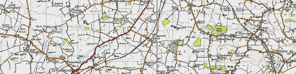 Old map of Spooner Row in 1946