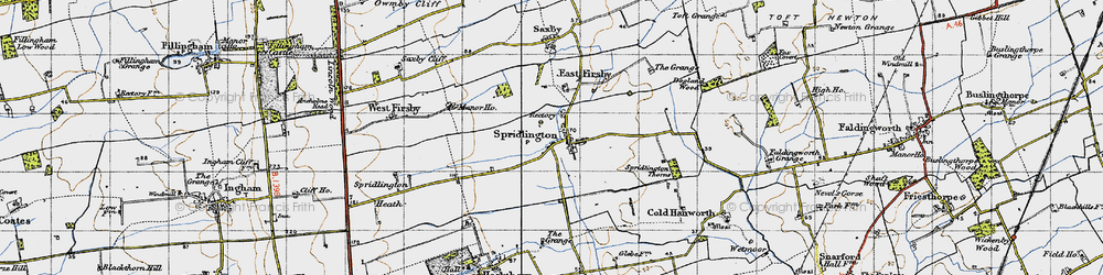 Old map of Spridlington in 1947