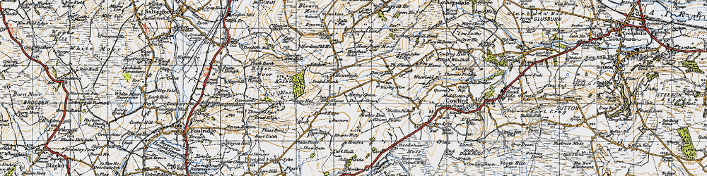 Old map of Black Lane Ends in 1947