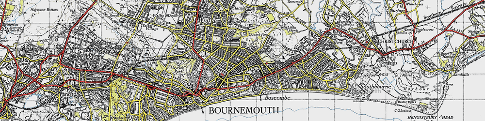 Old map of Springbourne in 1940