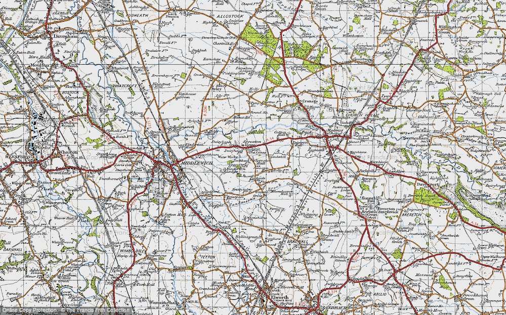 Old Map of Sproston Green, 1947 in 1947