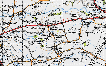 Old map of Sproston Green in 1947