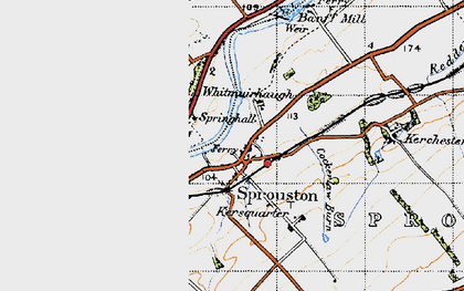 Old map of Sprouston in 1947