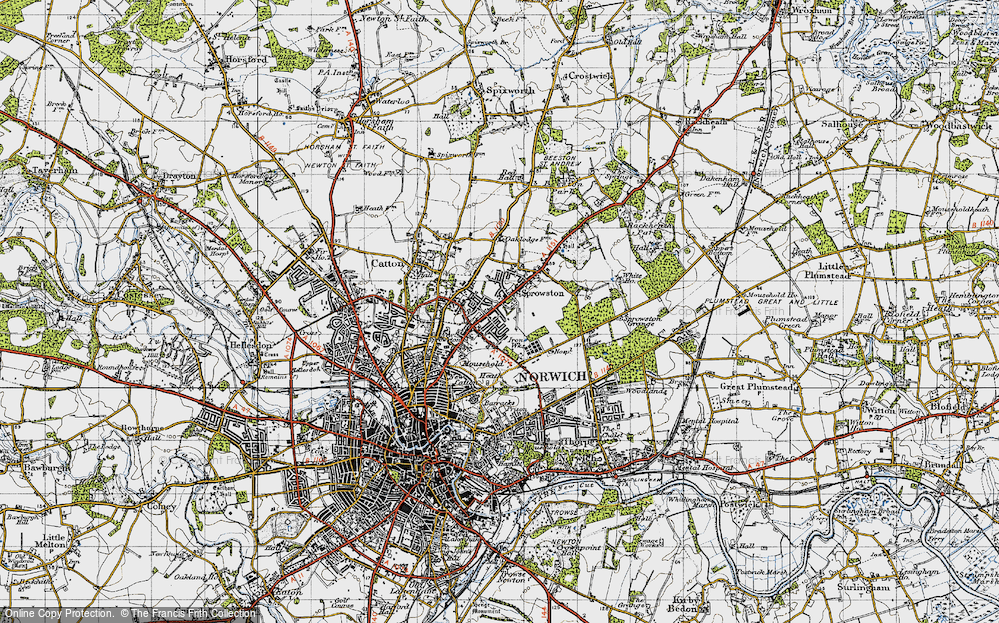 Old Map of Sprowston, 1945 in 1945