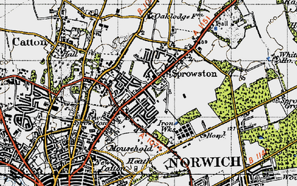 Old map of Sprowston in 1945