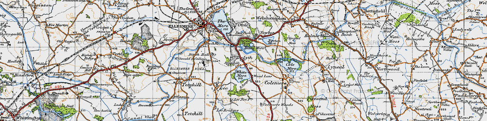 Old map of Blake Mere in 1947