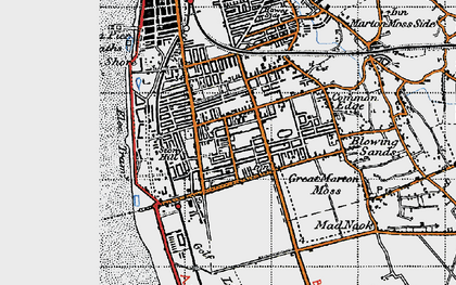 Old map of Blackpool Airport in 1947