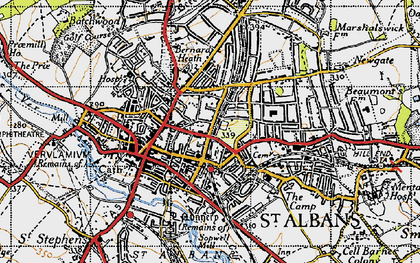 Old map of St Albans in 1946