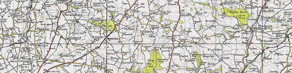 Old map of Lanner Barton in 1946