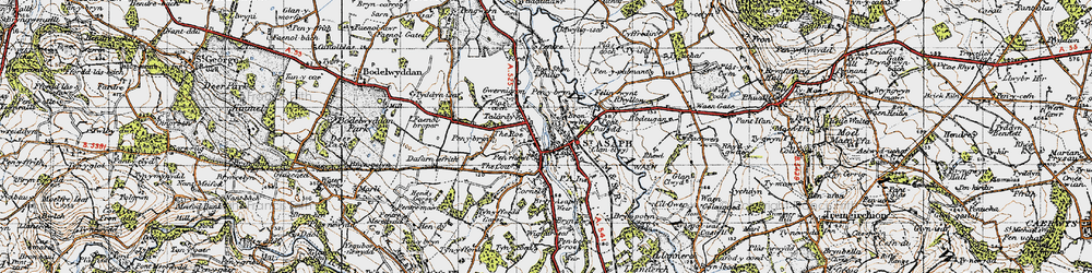 Old map of St Asaph in 1947