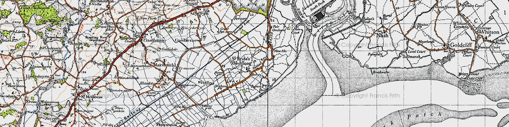 Old map of West Usk Lighthouse in 1946