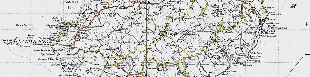 Old map of Boskennal in 1946