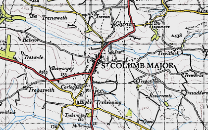 Old map of St Columb Major in 1946