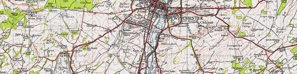 Old map of St Cross in 1945